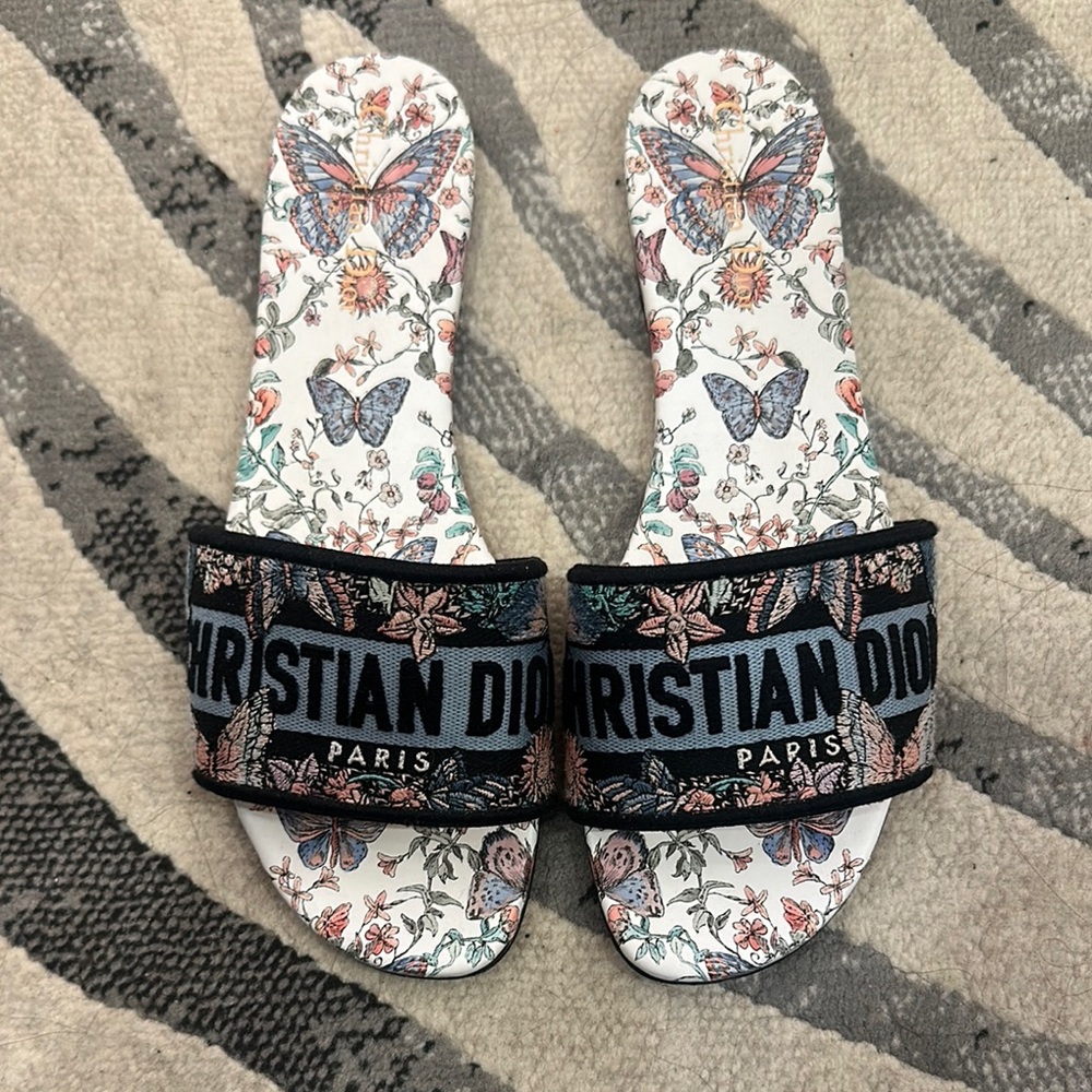 Christian Dior Floral Butterfly Slide Sandals